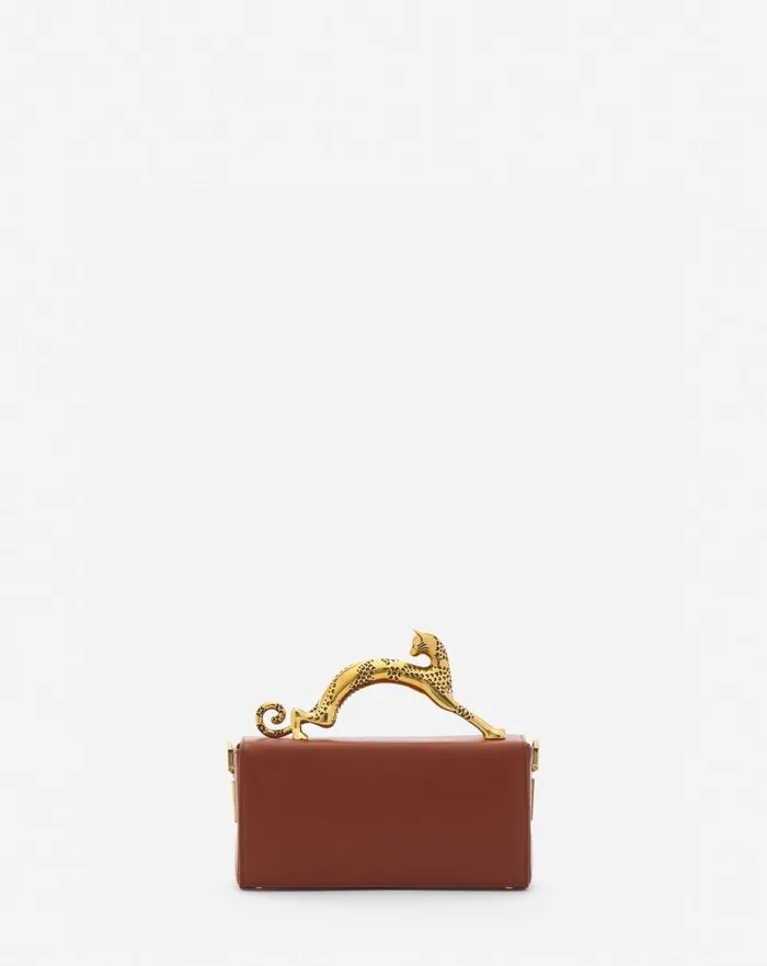 Women Lanvin Mini Bags and Clutches Nano Pencil Cat Leather Bag Tan