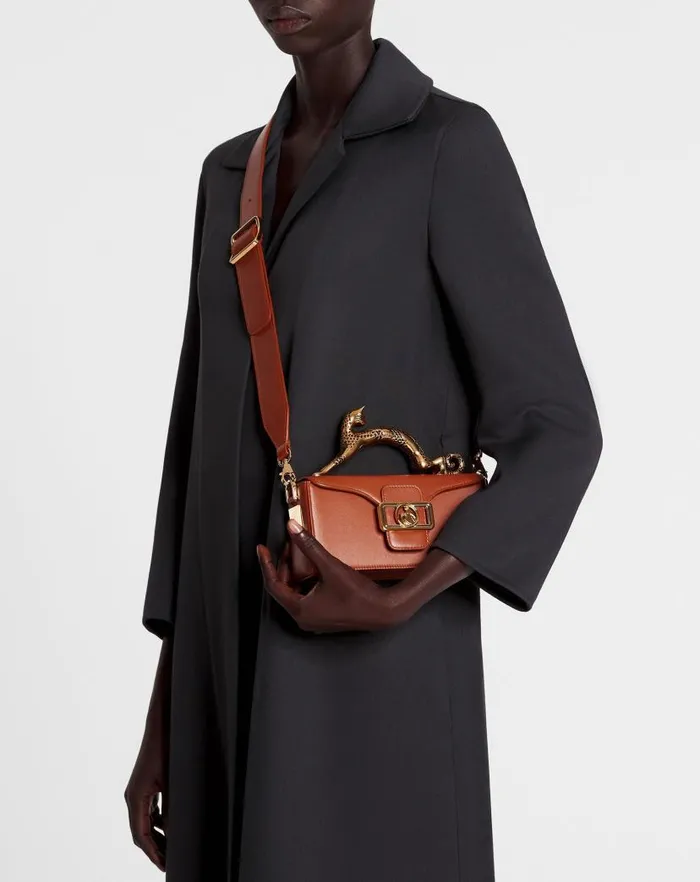 Women Lanvin Mini Bags and Clutches Nano Pencil Cat Leather Bag Tan
