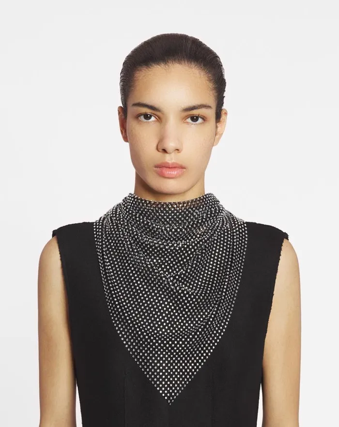Women Lanvin Silks and Scarves Resille Mesh Choker With Rhinestones Blackcrystal Women Lanvin Silks and Scarves Resille Mesh Choker With Rhinestones Blackcrystal