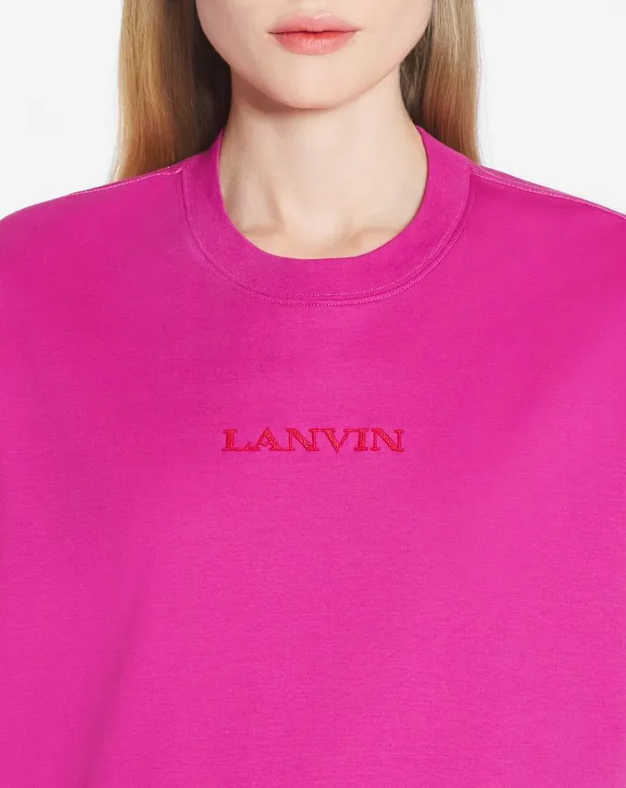 Women Lanvin TShirts and Sweatshirts Lanvin Embroidered Tshirt Fuchsia Women Lanvin TShirts and Sweatshirts Lanvin Embroidered Tshirt Fuchsia