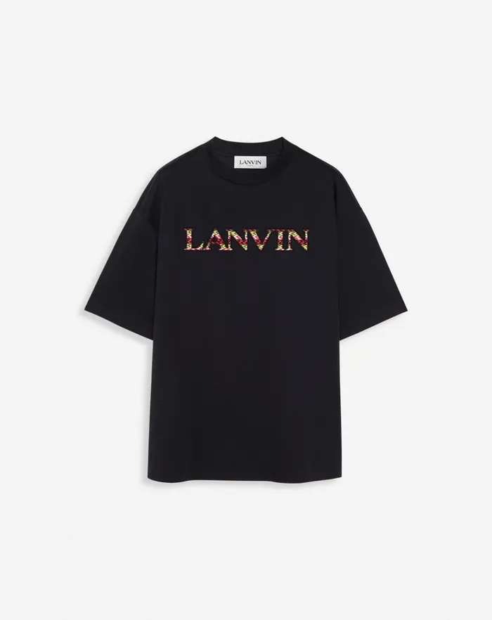 Women Lanvin TShirts and Sweatshirts Oversized Embroidered Curb Tshirt Black
