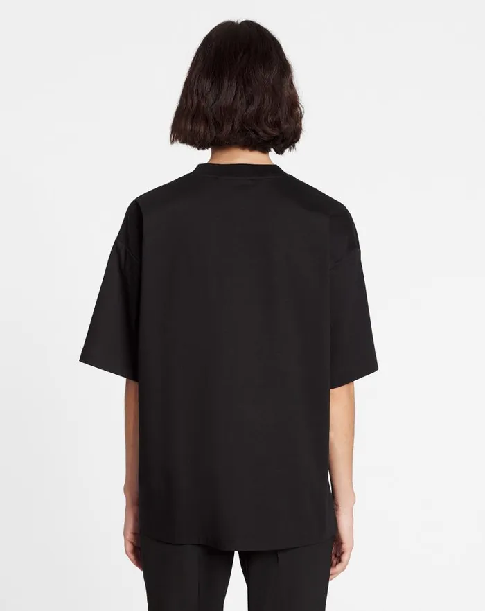 Women Lanvin TShirts and Sweatshirts Oversized Embroidered Curb Tshirt Black