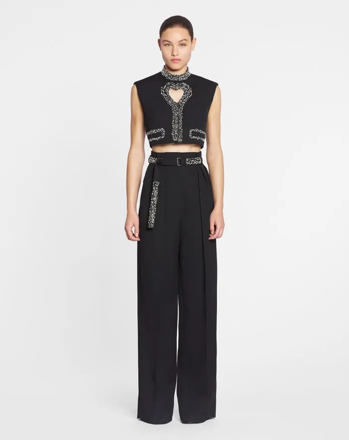 Women Lanvin Tops Short Sleeveless Jacket With A Heart Detail Black Women Lanvin Tops Short Sleeveless Jacket With A Heart Detail Black