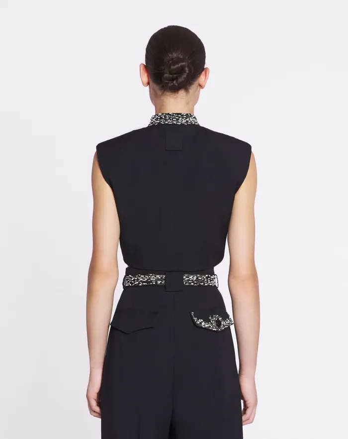 Women Lanvin Tops Short Sleeveless Jacket With A Heart Detail Black Women Lanvin Tops Short Sleeveless Jacket With A Heart Detail Black