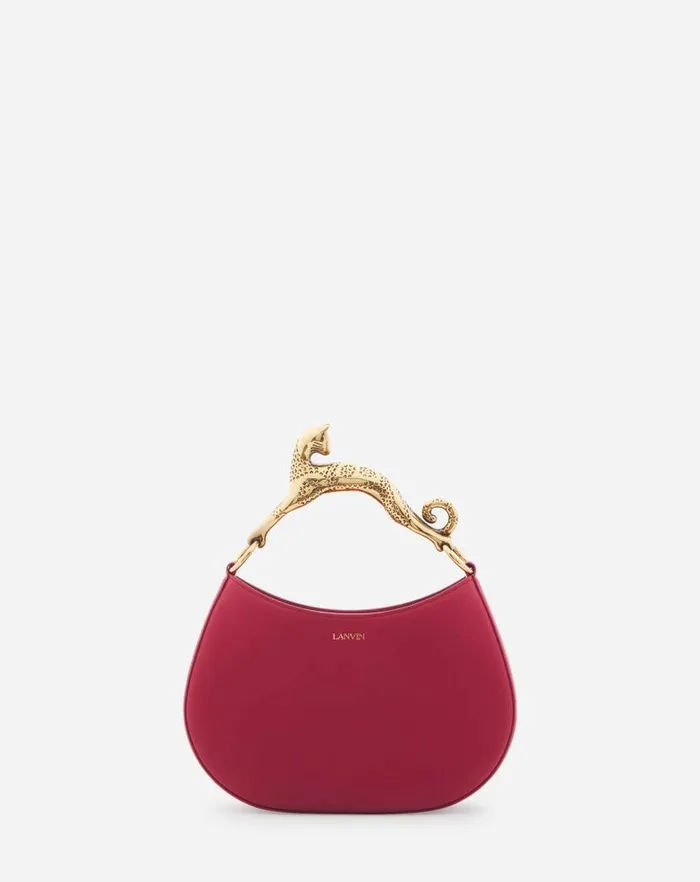 Women Lanvin Tote Bags and Top Handle Bags Hobo Cat Leather Bag Burgundy