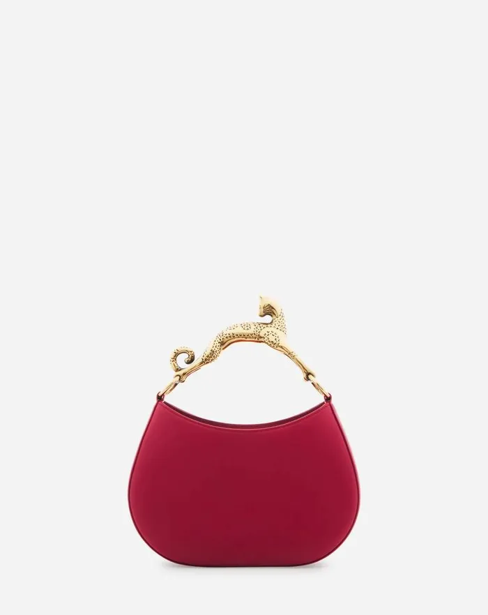 Women Lanvin Tote Bags and Top Handle Bags Hobo Cat Leather Bag Burgundy
