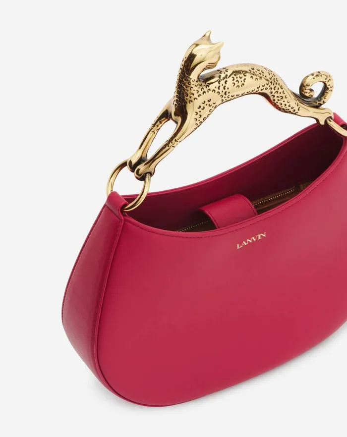 Women Lanvin Tote Bags and Top Handle Bags Hobo Cat Leather Bag Burgundy