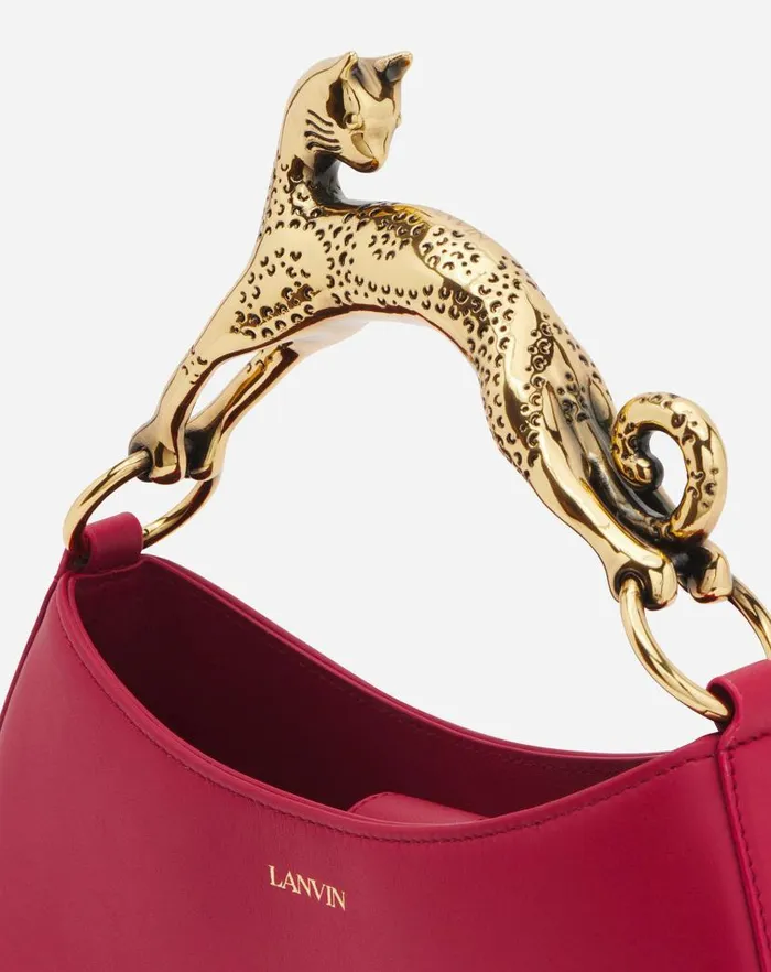 Women Lanvin Tote Bags and Top Handle Bags Hobo Cat Leather Bag Burgundy