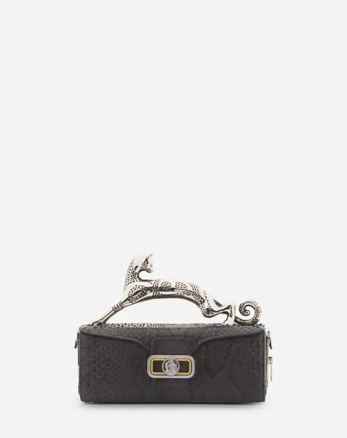 Women Lanvin Tote Bags and Top Handle Bags Medium Pencil Cat Bag In Python Anthracite