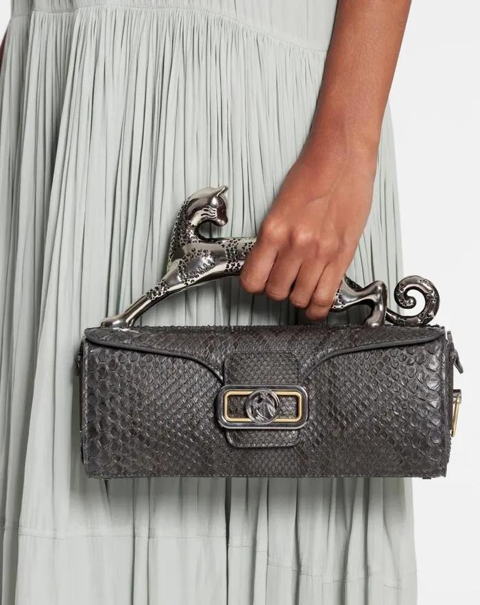 Women Lanvin Tote Bags and Top Handle Bags Medium Pencil Cat Bag In Python Anthracite
