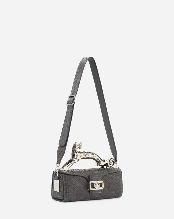 Women Lanvin Tote Bags and Top Handle Bags Medium Pencil Cat Bag In Python Anthracite