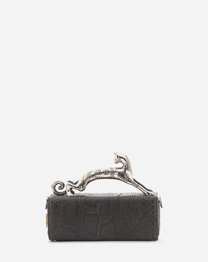 Women Lanvin Tote Bags and Top Handle Bags Medium Pencil Cat Bag In Python Anthracite