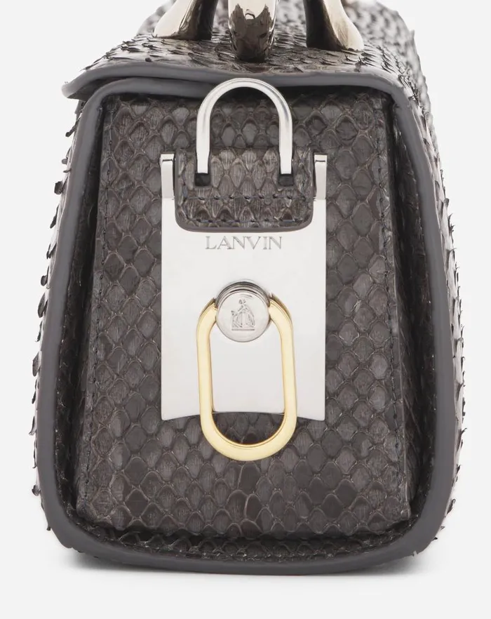 Women Lanvin Tote Bags and Top Handle Bags Medium Pencil Cat Bag In Python Anthracite