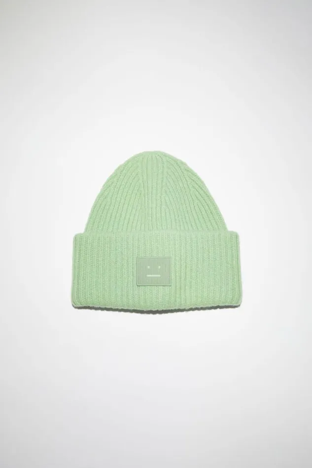 Women Large Face Logo Beanie Spring Green Acne Studios Hats