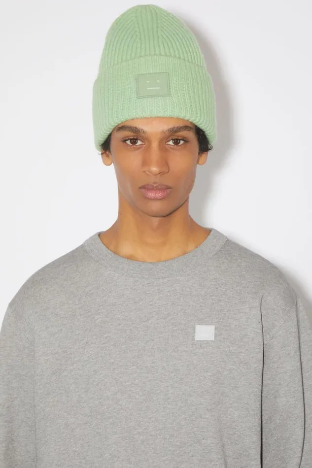 Women Large Face Logo Beanie Spring Green Acne Studios Hats