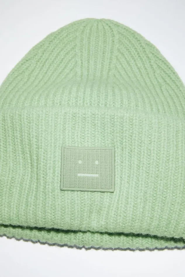 Women Large Face Logo Beanie Spring Green Acne Studios Hats