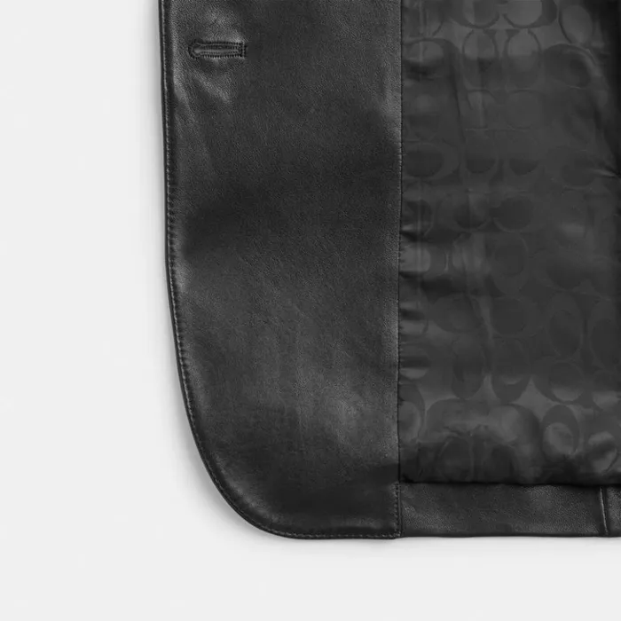 Women Leather Blazer Black Coach Jackets and Outerwear