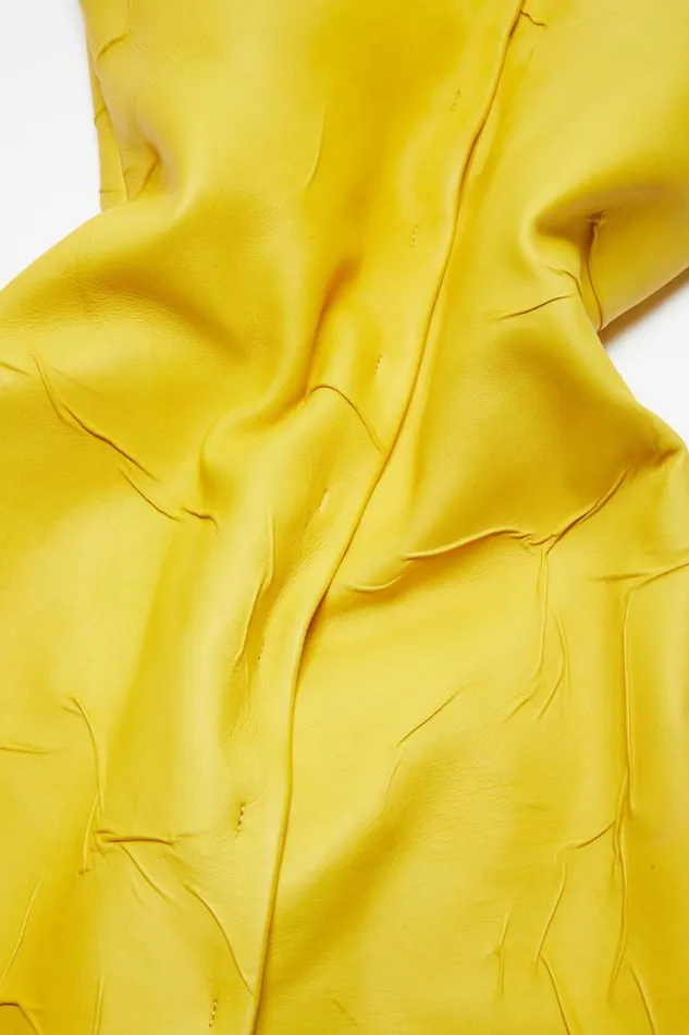 Women Leather Bustier Dress Yellow Acne Studios Dresses