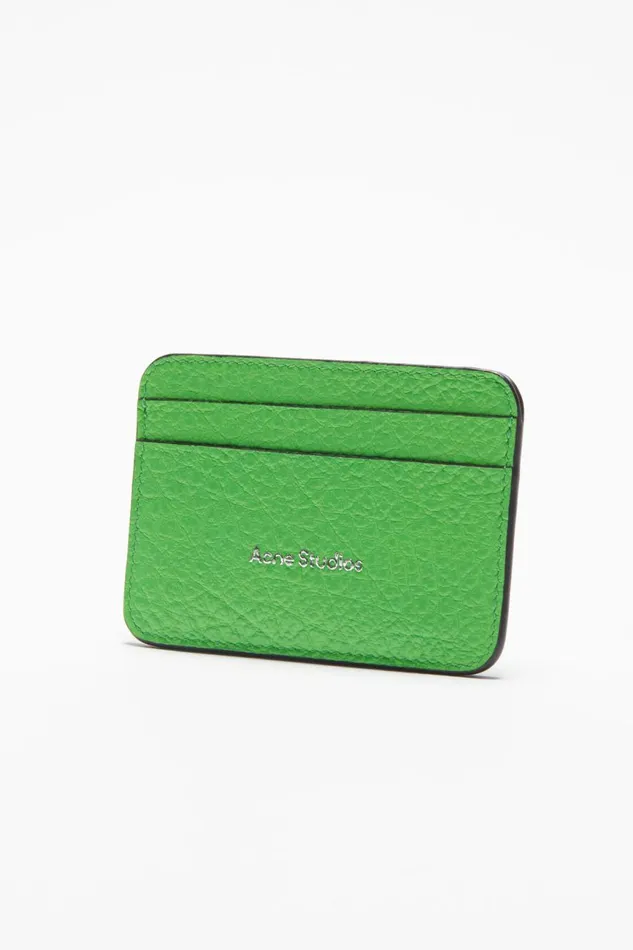 Women Leather Card Holder Green Acne Studios Small Leather Goods