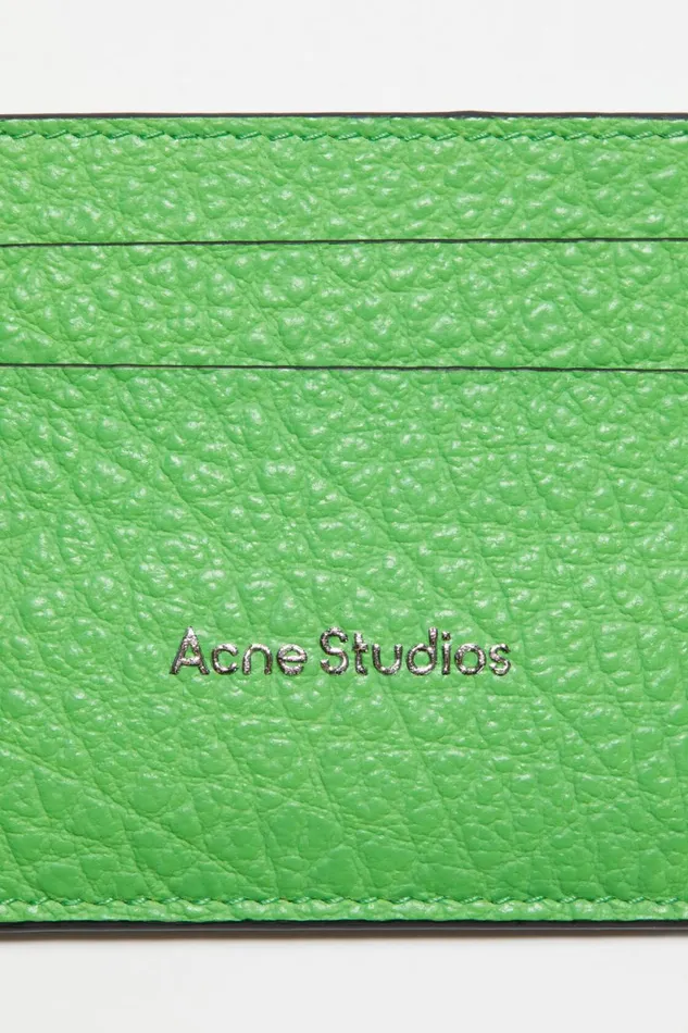 Women Leather Card Holder Green Acne Studios Small Leather Goods