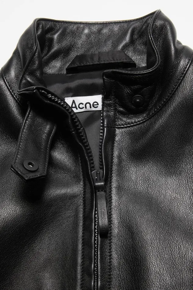 Women Leather Jacket Black Acne Studios Outerwear