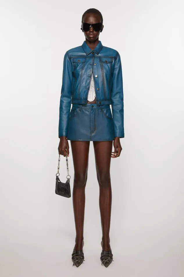 Women Leather Skirt Blueblack Acne Studios Skirts