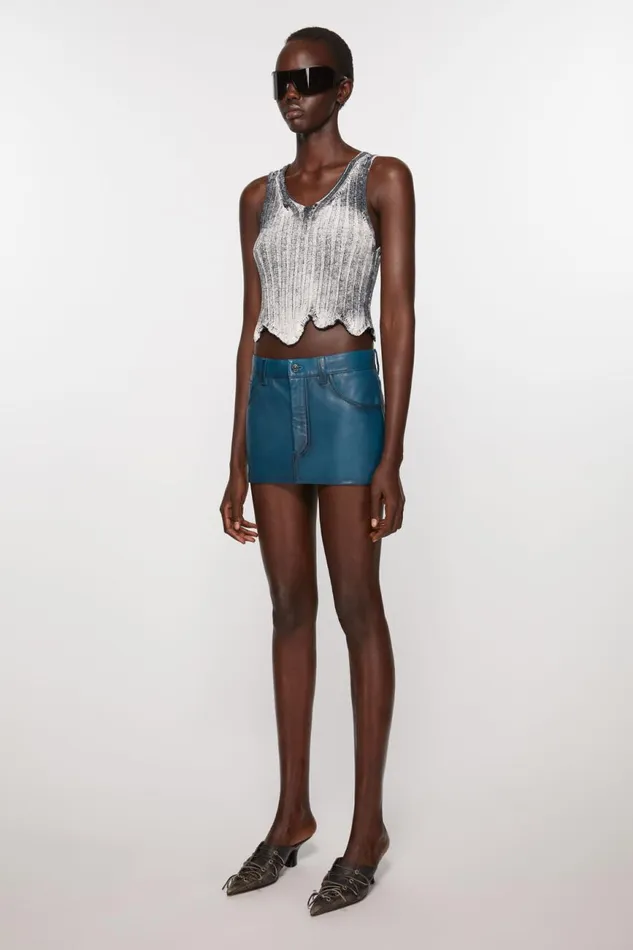 Women Leather Skirt Blueblack Acne Studios Skirts