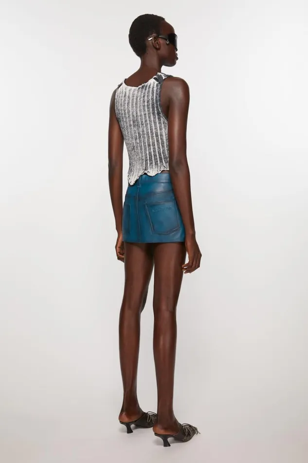 Women Leather Skirt Blueblack Acne Studios Skirts
