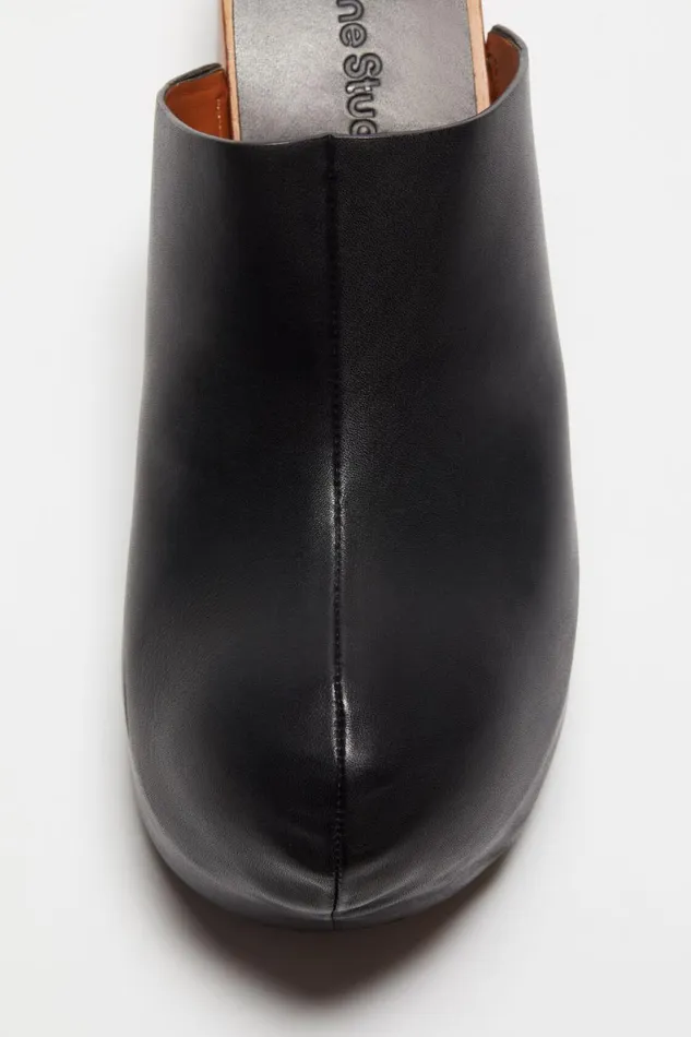 Women Leather Wood Clogs Black Acne Studios Shoes