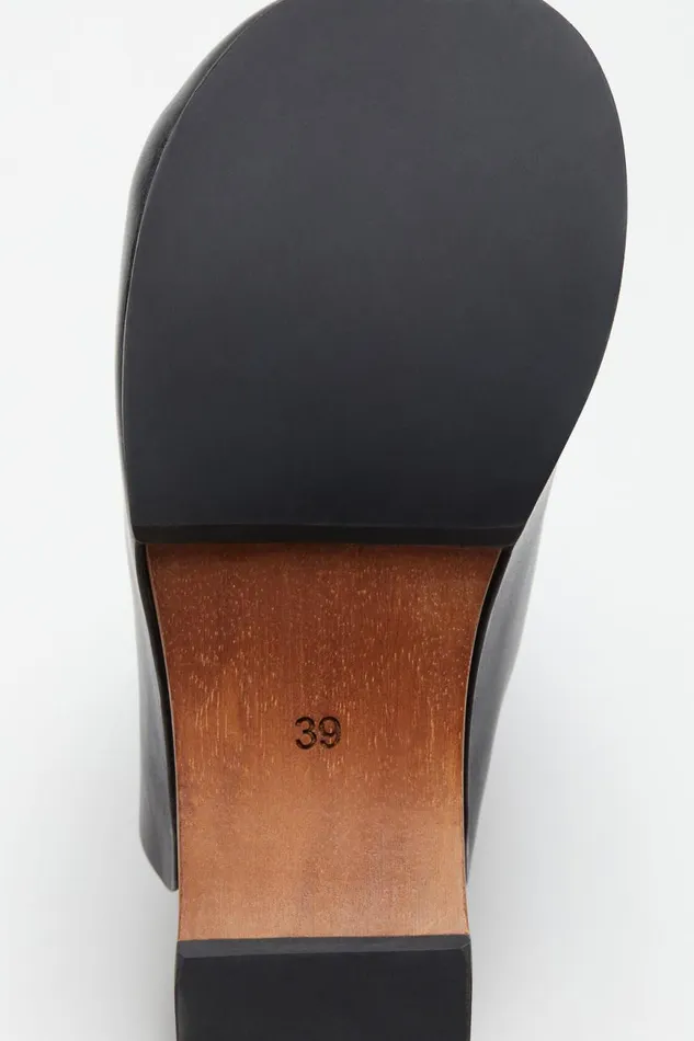 Women Leather Wood Clogs Black Acne Studios Shoes