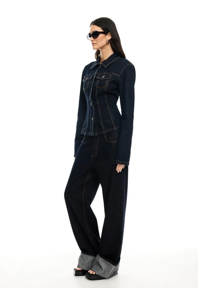 Women Lioness Fashion Denim RIDER DENIM JACKET Dark Denim Women Lioness Fashion Denim RIDER DENIM JACKET Dark Denim