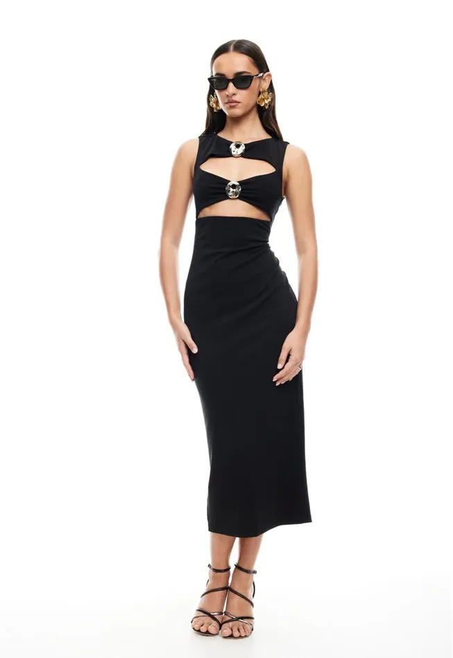 Women Lioness Fashion Dresses AFTER HOURS MIDI DRESS Onyx