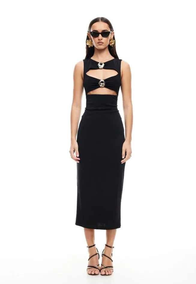 Women Lioness Fashion Dresses AFTER HOURS MIDI DRESS Onyx Women Lioness Fashion Dresses AFTER HOURS MIDI DRESS Onyx