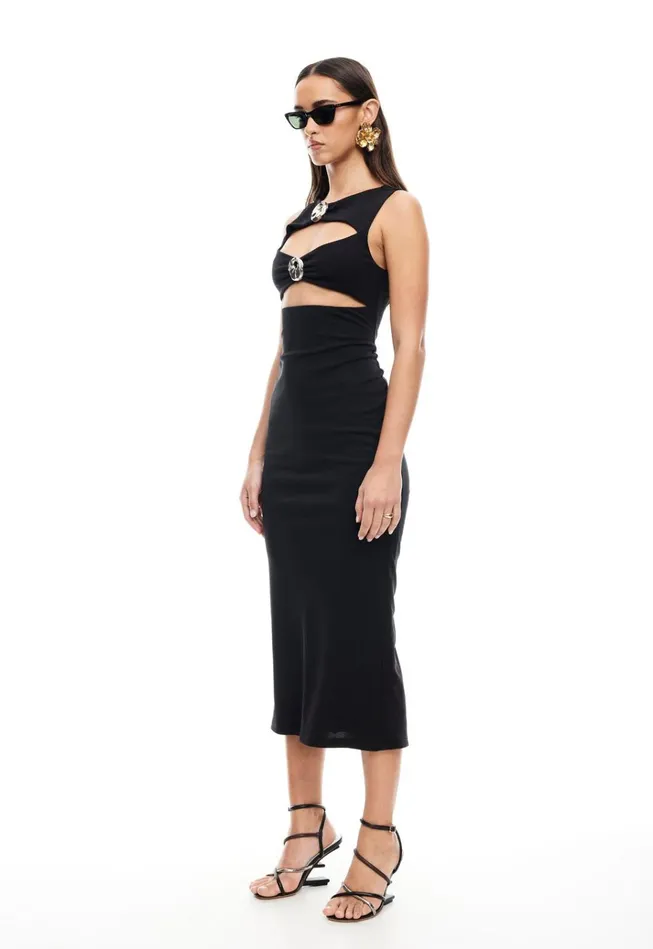 Women Lioness Fashion Dresses AFTER HOURS MIDI DRESS Onyx Women Lioness Fashion Dresses AFTER HOURS MIDI DRESS Onyx