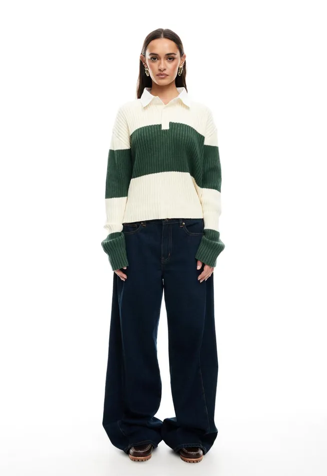 Women Lioness Fashion Outerwear PRINCE RUGBY Moss Stripe Women Lioness Fashion Outerwear PRINCE RUGBY Moss Stripe