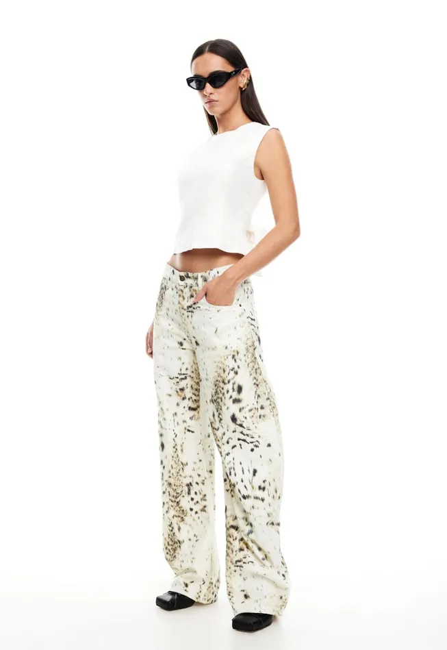 Women Lioness Fashion Pants HORSESHOE JEAN Snow Leopard