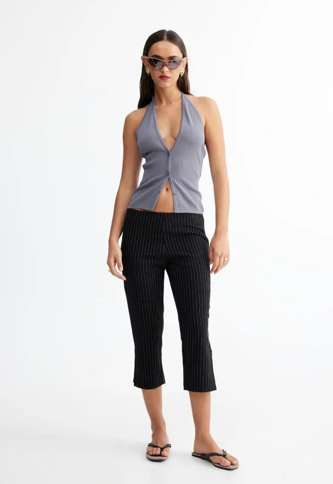 Women Lioness Fashion Pants LEO CAPRI Onyx Pinstripe