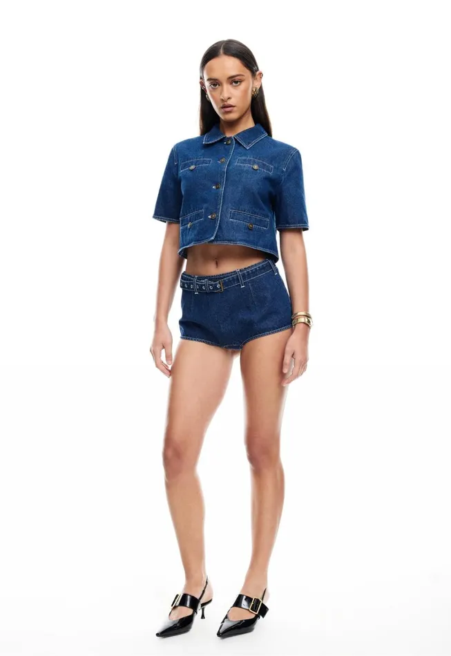 Women Lioness Fashion Tops HALSTON DENIM TOP Blue Denim