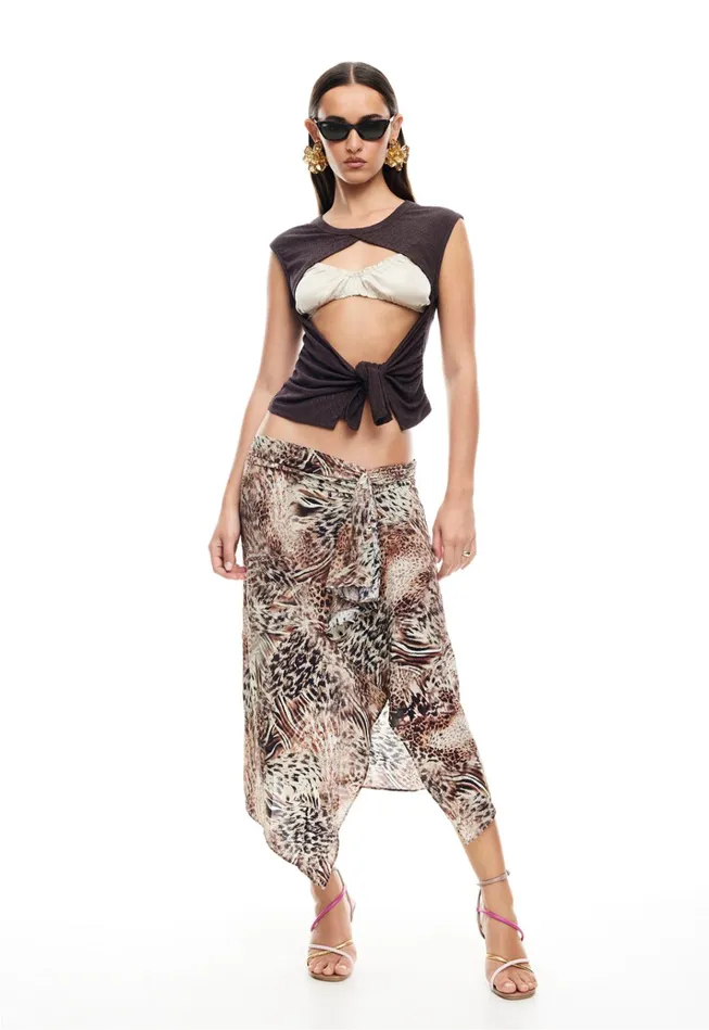 Women Lioness Fashion Tops MOSS TIE TOP Brown