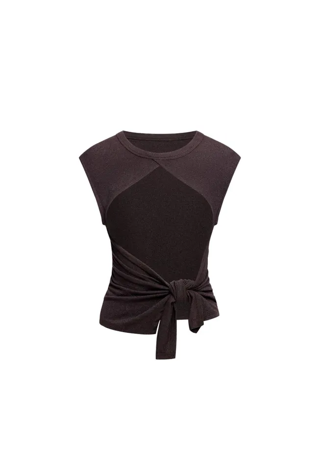 Women Lioness Fashion Tops MOSS TIE TOP Brown Women Lioness Fashion Tops MOSS TIE TOP Brown
