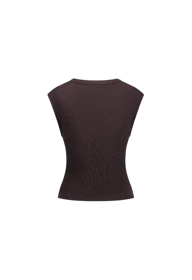Women Lioness Fashion Tops MOSS TIE TOP Brown Women Lioness Fashion Tops MOSS TIE TOP Brown