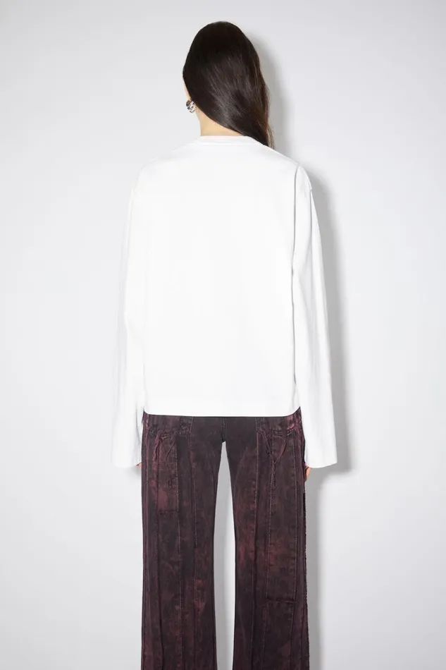 Women Logo Long Sleeve Tshirt Optic White Acne Studios Tshirts