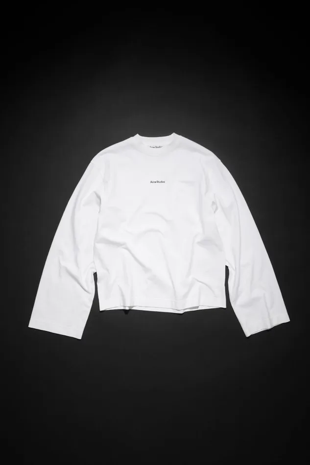 Women Logo Long Sleeve Tshirt Optic White Acne Studios Tshirts