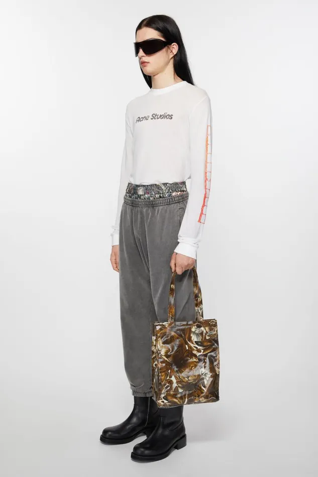 Women Logo Shoulder Tote Bag Cognac Brown Multi Acne Studios Bags
