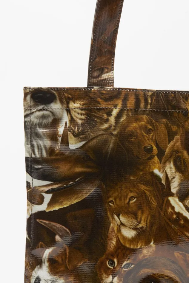 Women Logo Shoulder Tote Bag Cognac Brown Multi Acne Studios Bags