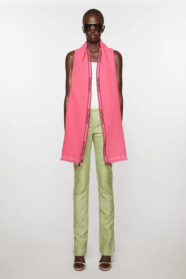 Women Logo Tape Scarf Pink Acne Studios Scarves