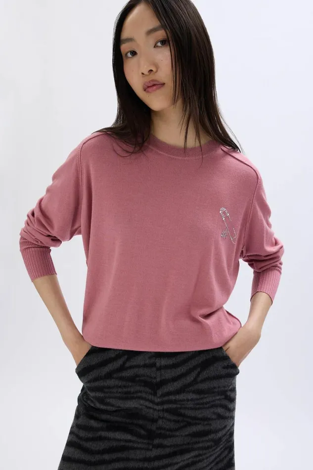Women Longsleeved Sweater In Merino And Silk Pink Pink Sonia Rykiel Sweaters