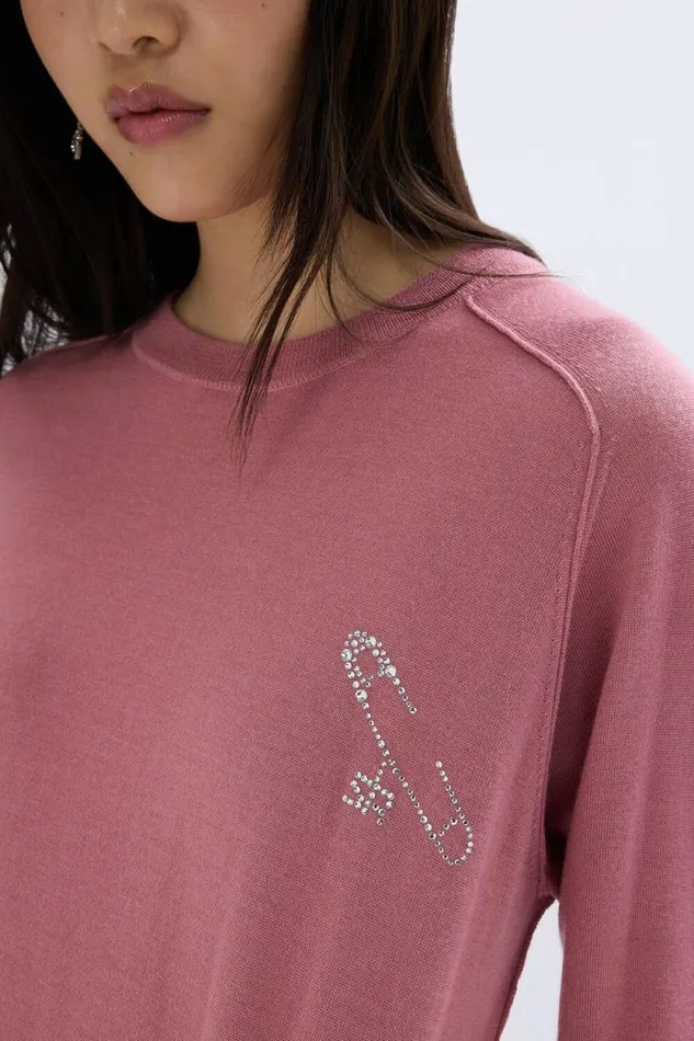 Women Longsleeved Sweater In Merino And Silk Pink Pink Sonia Rykiel Sweaters