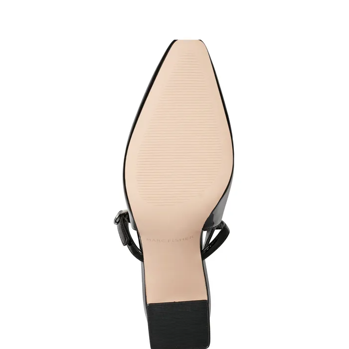 Women Marc Fisher Lanai Slingback Pump Black Patent Heels and Pumps