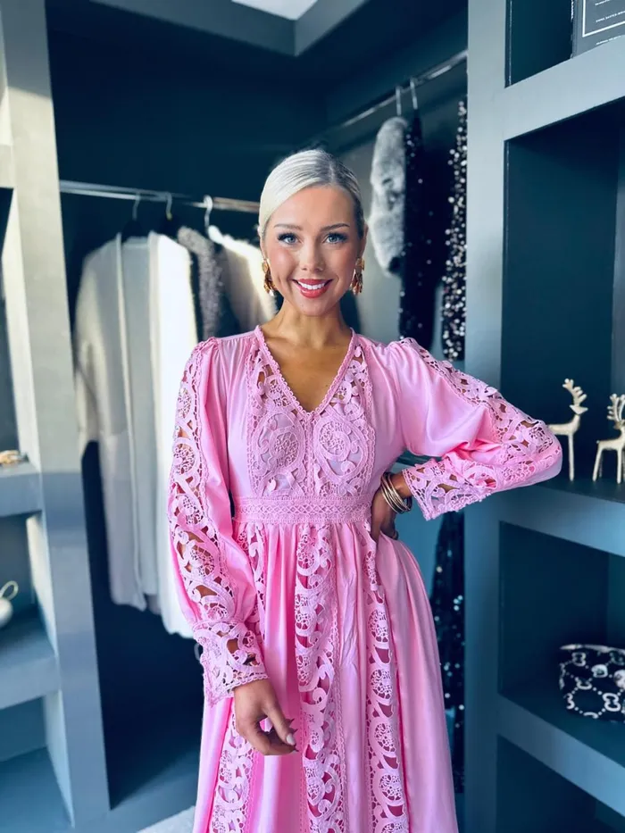 Women Maxi Canella Lane Melissa Crochet Detail Dress Pink